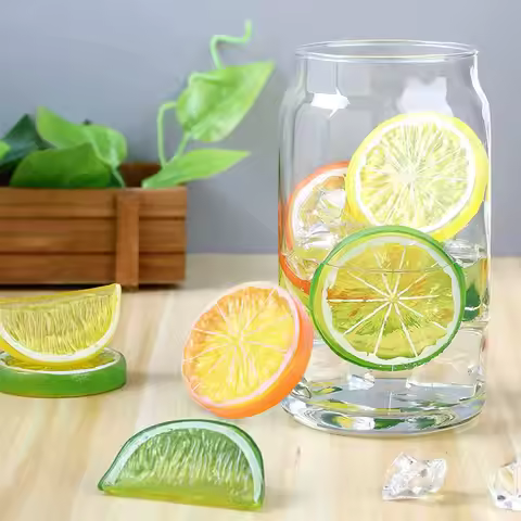 6 Artificial Lemon Slices Blocks Props Simulation Fake Fruit Realistic Model Party Home Kitchen Rest