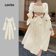 Lovito Casual Dress Bow Tie Back Design Sense Cute Dresses L173AD109