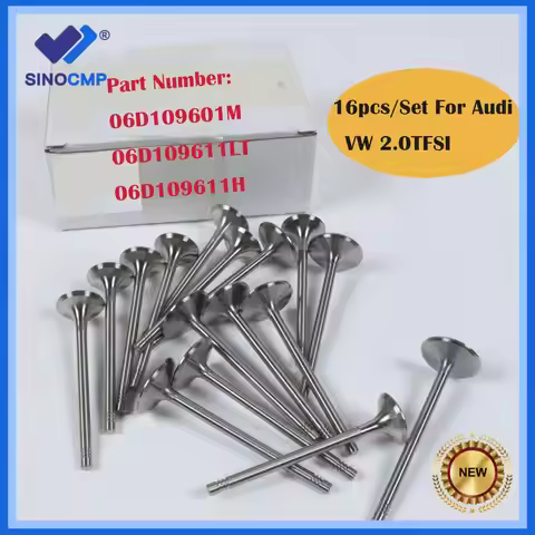 16pcs Intake & Exhaust Valve Kit For Audi VW GTI Tiguan EA888 2.0TFSI CAEB Engine 2011-2015 06D10960