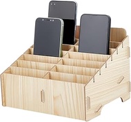 BENECREAT Wooden Mobile Phone Organiser with 14 Compartments, Multifunctional Mobile Phone Organiser