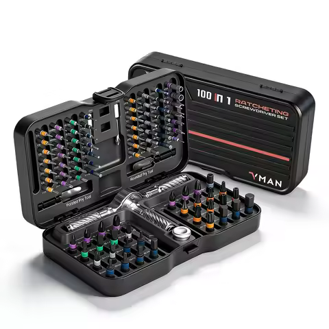 Precision 66/100in1 Magnetic Ratchet Screwdriver Set with Detachable T-Handle Magneticizer for Furni