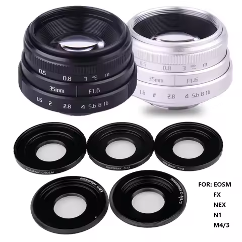 Mini 35mm F1.6 CCTV APS-C C Mount Manual Focus Large Aperture Lens +gift box for Fuji FX Sony NEX Ol