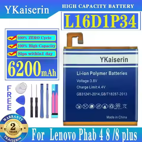 For Lenovo Tab 4 8 TB-8504N TAB4 8 Plus L16D1P34 6200mAh Tablet Battery Long-Lasting