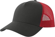Rapper 5 Panel Cotton Sustainable Trucker Cap (UK Size: One Size) (Dark Grey/Red)