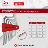 PB SWISS TOOLS 9pcs Allen Key Hexagon L-Wrench Set (mm) (Chrome) PB 210.H-10