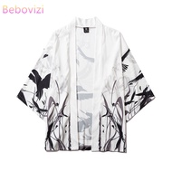 Kimono Blazer Blouse for Women Men Crane White Loose Big Size Japanese Clothes Harajuku Trend Beach