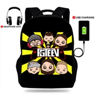 New Fgteev Print USB Boy Girl Kids Book School Bag Large Capacity Teenagers Student Schoolbags Women