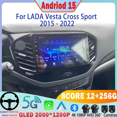 Android 15 For LADA Vesta Cross Sport 2015 - 2022 Carplay Auto Car Radio all in one Multimedia Video