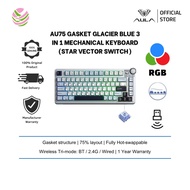 AULA-AU75 Gasket 3 in 1 Mechanical Keyboard Glacier Blue (Light Blue + White + Black Purple) Star Ve