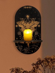 1個木質蠟燭架展示架木製掛飾收納架水晶石掛架家居裝飾