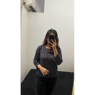 (Nett) NEW Dark Grey Blouse Dark Grey Blouse/ Dark Grey Top/ Dark Grey Top/ Mesh Top/