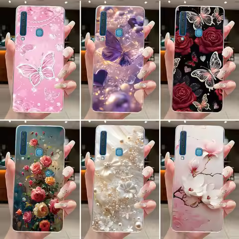 For Samsung Galaxy A9 2018 Case A920 SM-A920F Fashion Butterfly Flower Clear TPU Phone Cover For Sam