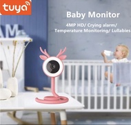 พร้อมส่ง 4MP Baby Pet Monitor Tuya Smart Home Indoor WiFi Wireless Surveillance Mini Camera