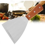 Wooden Scrapper Burger flipper Food Grade Teppanyaki Stainless Scapper Steak Shovel Wood Handle/sudi