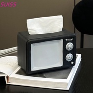 SUISS Vintage TV Tissue Box Ornament, Anti Drop Decorative Vintage TV Tissue Storage Box, Creative C