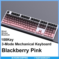 HJS H108 3-Mode Blackberry Pink Mechanical Keyboard For DIY Gaming