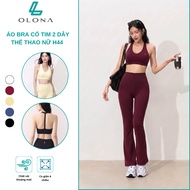 Women's 2-Strap Sports Bra Embellished Stretch Cool Gym Yoga Pilates Fitness Olona H44