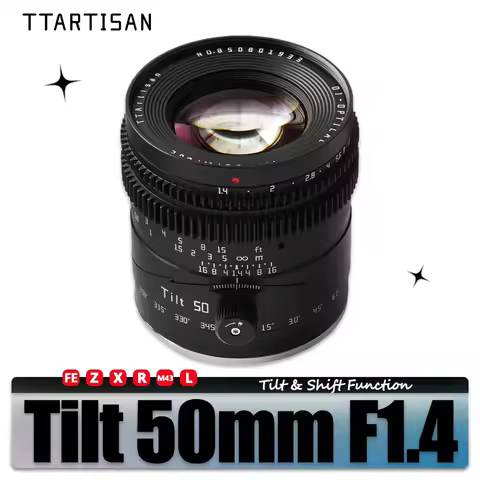 TTARTISAN Tilt 50mm F1.4 MF Full Frame Camera Lens for Studio Photography Compatible with Sony E Nik