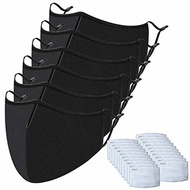 ▶$1 Shop Coupon◀  6 Pack Face Mask Washable Reusable Cotton Breathable with 20PCS Activated Carbon F