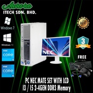 (REFURBISHED) COMPUTER NEC FULL SET / NEC i3 2ND GEN Desktop / NEC 19'' LCD MONITOR / 4GB DDR3 RAM /