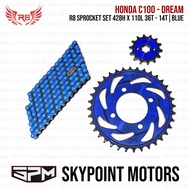 R8 CHAIN AND SPROCKET SET COLORED HONDA C100 / DREAM / KEEWAY RCS 125 428HX110 36T-14T ZGX (9855-311