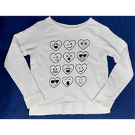 Preloved H&M Girls Cute Quirky Heart Emoji Graphic White Long Sleeve Sweatshirt