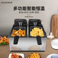 Electric Fryer Commercial Deep Frying Pan Single Cylinder Deep Frying Pan Large Capacity Double Cylinder Desktop French Fries Chicken Chop Deep-Fried Dough Sticks Skewer Machine