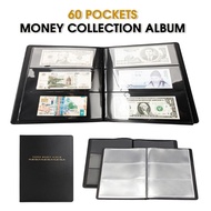 New  60Pockets Leather Notes Album Banknote Paper Money Collection  Stamp Ticket