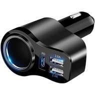 4 in 1 USB C Car Charger, 168W Multi USB Cigarette Lighter Adapter, Socket Splitter with 3 USB Ports