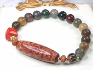 Tibetan Dzi Beads Nine Eyed Dzi Bead 藏传老矿九眼天珠 37.8x11.8mm