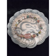 Rainbow Tourmaline Strawberry Quartz Pixiu Stone Bracelet 4.5mm F626