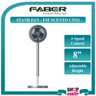 Faber 8" Stand Fan FSF SCENTO C5311 Kipas Berdiri with 3-Speed Control Powerful Air Flow