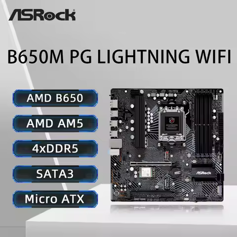ASRock B650M PG Lightning WiFi Motherboard AM5 Socket Support 7900X 7800X3D 7600 CPU 2xDDR5 7800MHz 