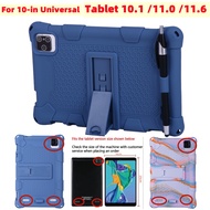 For 10-in Universal Tablet Soft Silicon Protective Case Android 10.1 11.0 11.6-inch Tab (25x16cm) With Bracket Protective Cover P20 Shockproof Case Kickstand Kids Cover Heat Dissip