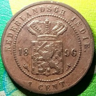 Uang Koin kuno 1 Cent Nederlandsch Indie Tahun 1896 ( c )