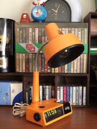 日本 昭和 東芝 Clotty 橘色 翻頁鐘 桌燈 復古 夜燈 時鐘 擺飾