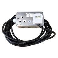 JET/SSS 213MC 2 X 13A Metal Clad Switch Socket Extension c/w 1.5mm x 3C TRS Cable + 13A Plug (SIRIM)
