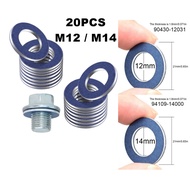 20PCS Washer Takung Minyak Engine Oil Drain Plug Gasket Washer Oil Sump Nut M12 / M14 Plug Crush Pan