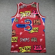 American Style Jersey for Men American Retro Graffiti Mesh Embroidery76People3No. Iverson IVERSON Ba