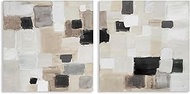Stupell Industries Neutral Patchwork Squares 2 pc Canvas Wall Art Set Design by Lanie Loreth, 17 x 1