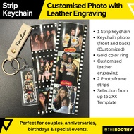 Keychain Kulit Engrave Custom Nama | 2 Strip Photo | Hadiah Couple Kahwin Anniversary