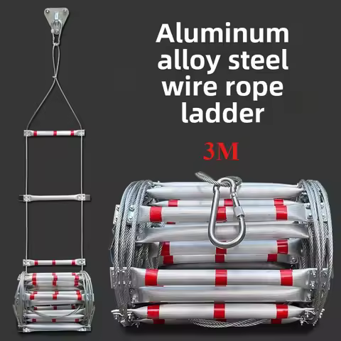 3M Aluminum alloy soft ladder Steel wire rope Fireproof and wear-resistant climbing ladder Engineeri