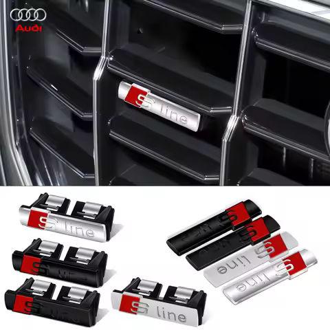 1PC Sline Logo Car Front Grille Badge Rear Trunk Sticker For Audi A3 8P A4 A6 C6 B8 RS B6 B5 B4 B3 A