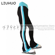 Figure Skating trousers Girls Sky blue Ice Skating Pants Kids fleece Skate Training leggings Women Skiing skating Leggings