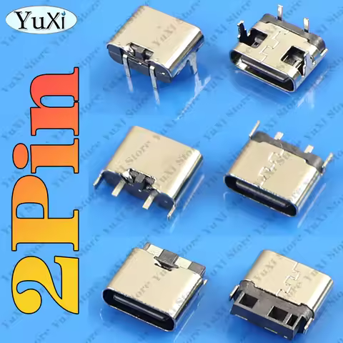 2Pin USB Type-C Charging Port Jack Socket Connector Tail Plug Soldering Type C Female Connector Adap