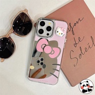 3D Hello Kitty Mirror Phone Case For Redmi 14C 14R 13 13R 13C 12C 12R 11A 10A 10C 9A 9C NFC A3 4G A2