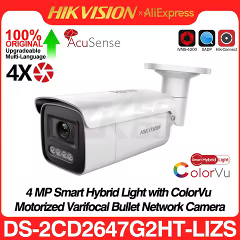 Hikvision Original DS-2CD2647G2HT-LIZS 8MP 4K Smart Hybrid Light ColorVu AcuSense 4X ZOOM SD Slot PO