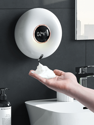 1只可充電自動泡沫肥皂分配器,非接觸式壁掛式泡沫機,適用於家庭、浴室、廚房、酒店