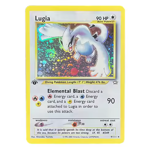 PTCG Foil Cards Lugia Espeon Politoed Alakazam Mewtwo Kingdra Zapdos Raichu 1996 1st Edition Game Co