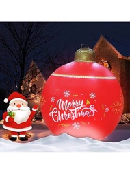 1個發亮的pvc充氣聖誕球,24英寸大型戶外裝飾聖誕pvc充氣球帶led燈和遙控器,適用於聖誕樹戶外庭院和泳池裝飾,聖誕球裝飾飾品